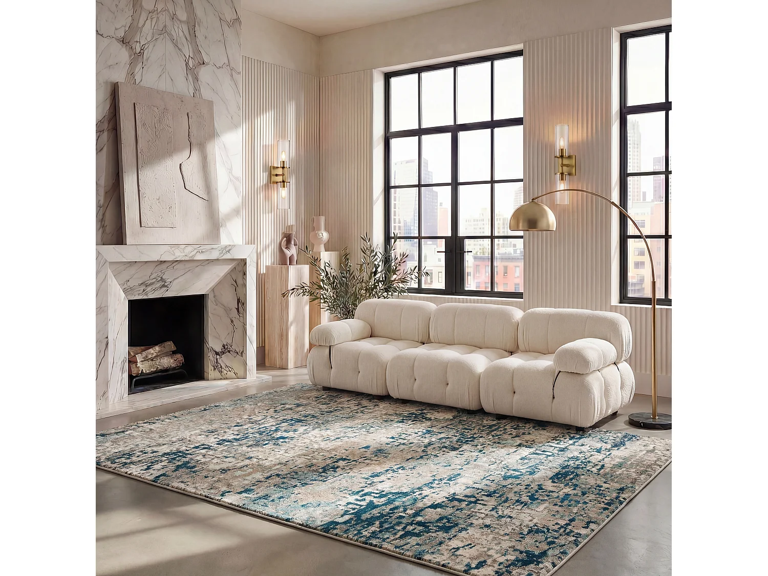 Tapis Gris/Bleu 183 X 274 cm - Manjor