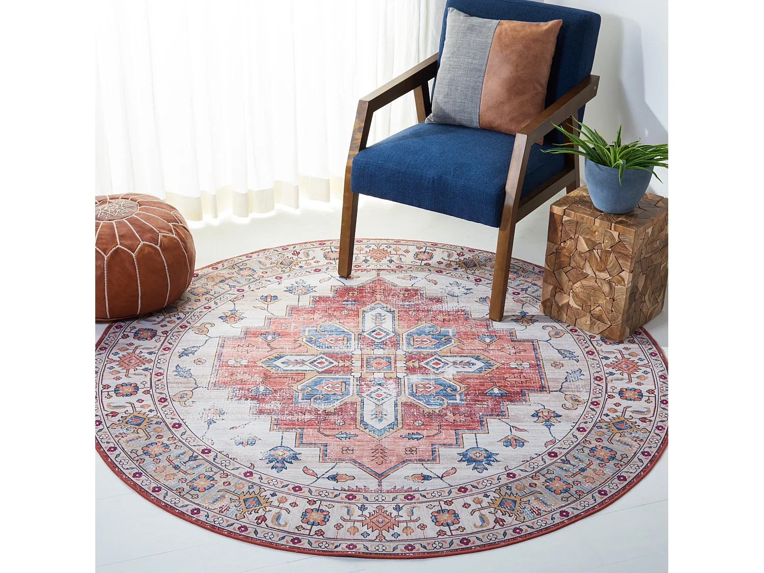 Tapis Beige/Bleu 122 X 122 cm - Tripp