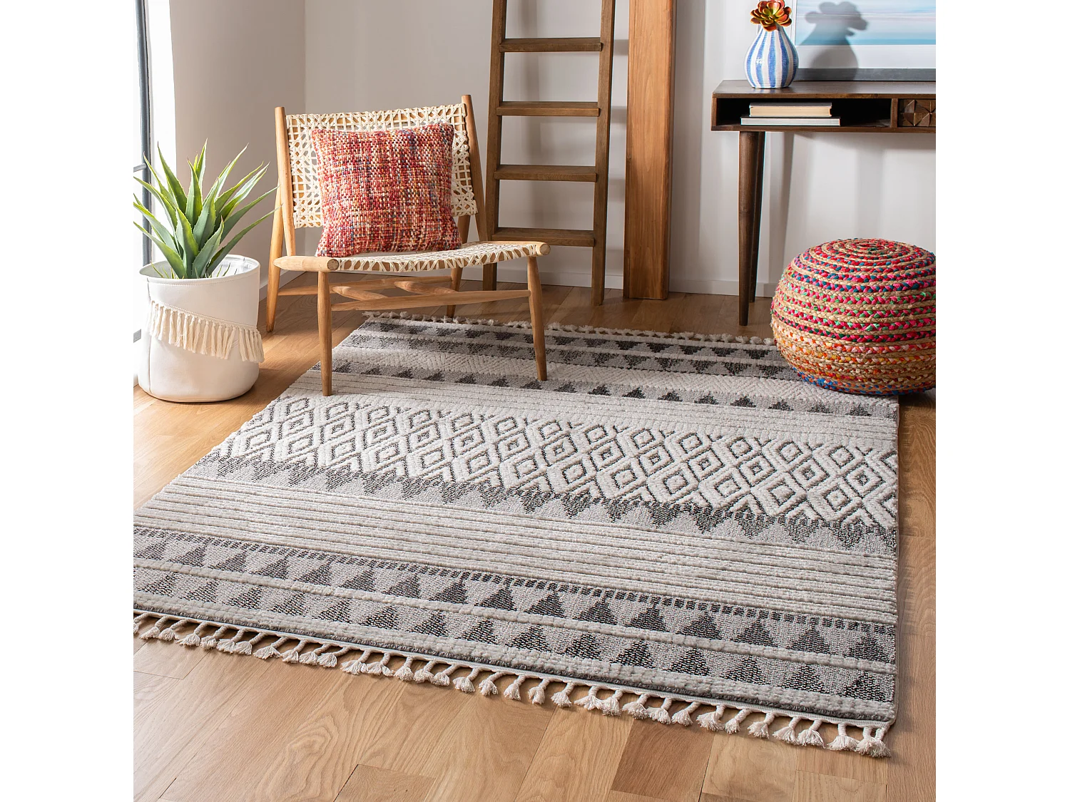 Tapis Neutre/Bleu 122 X 183 cm - Elliana