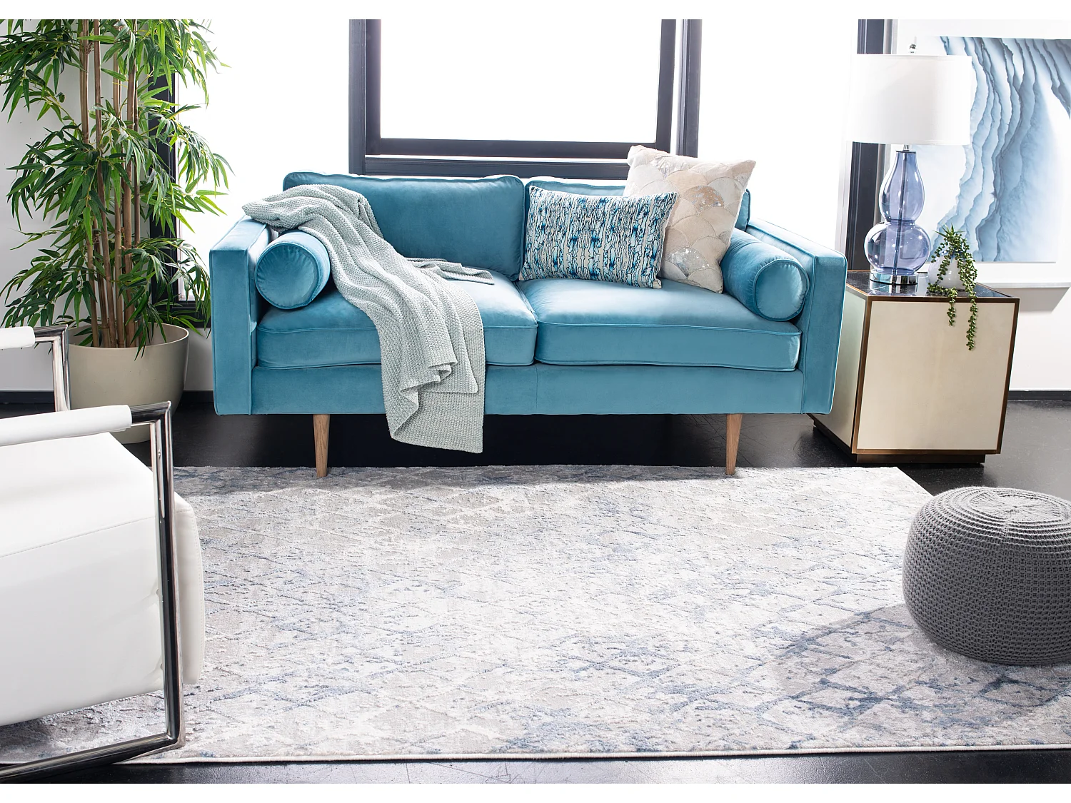 Tapis Gris/Bleu 122 X 183 cm - Léa
