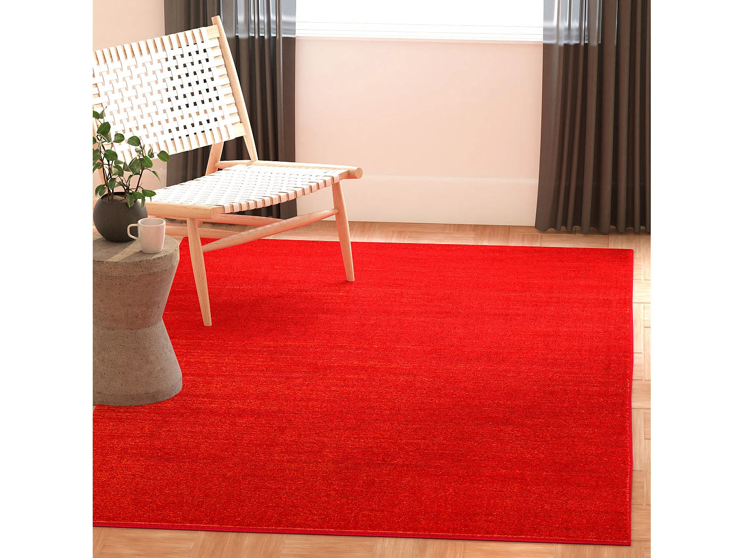 Tapis Rouge/Gris 135 x 196 cm - Marius