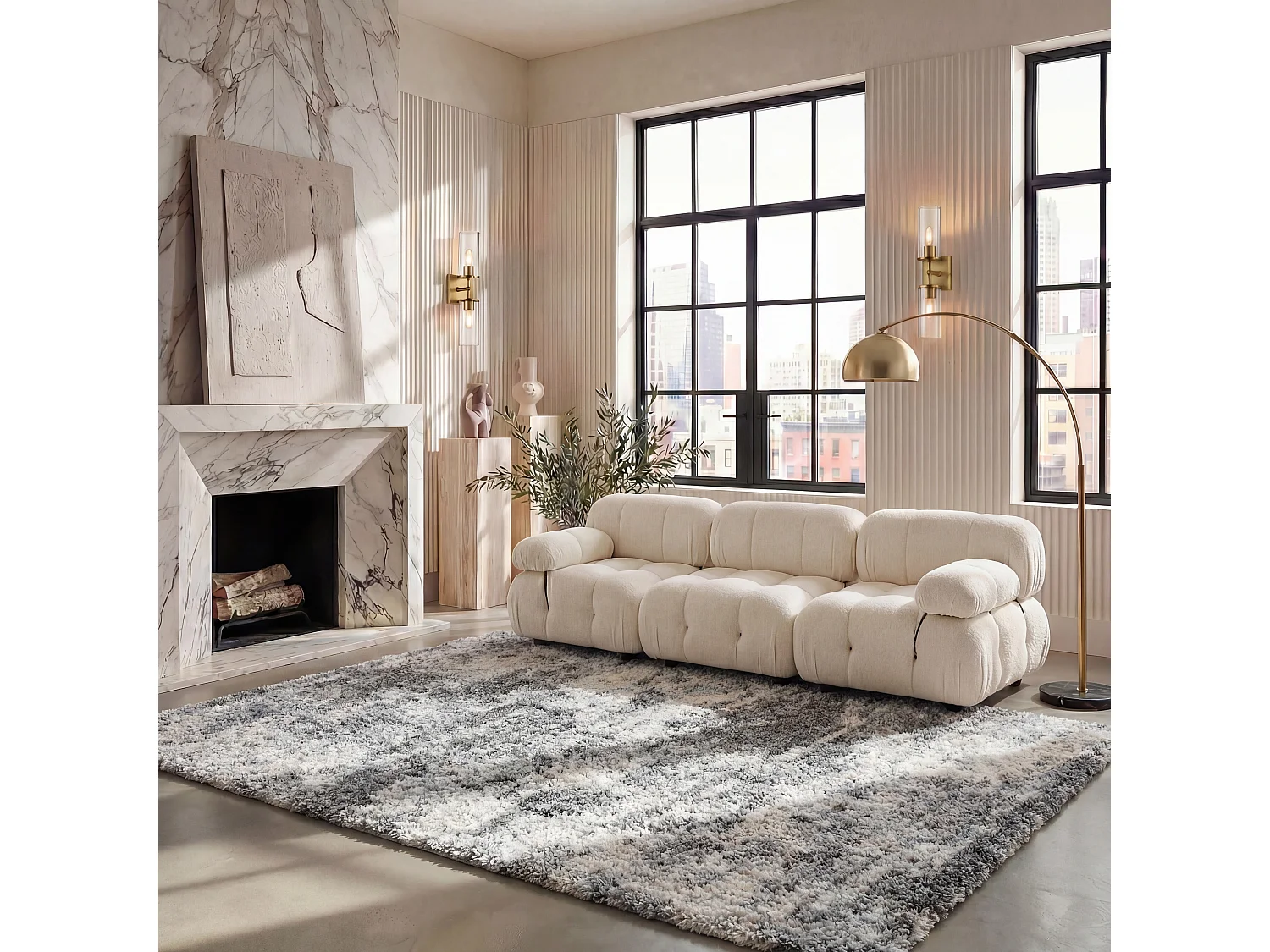 Tapis Gris Bleu/Crème 236 x 305 cm - Tiznit