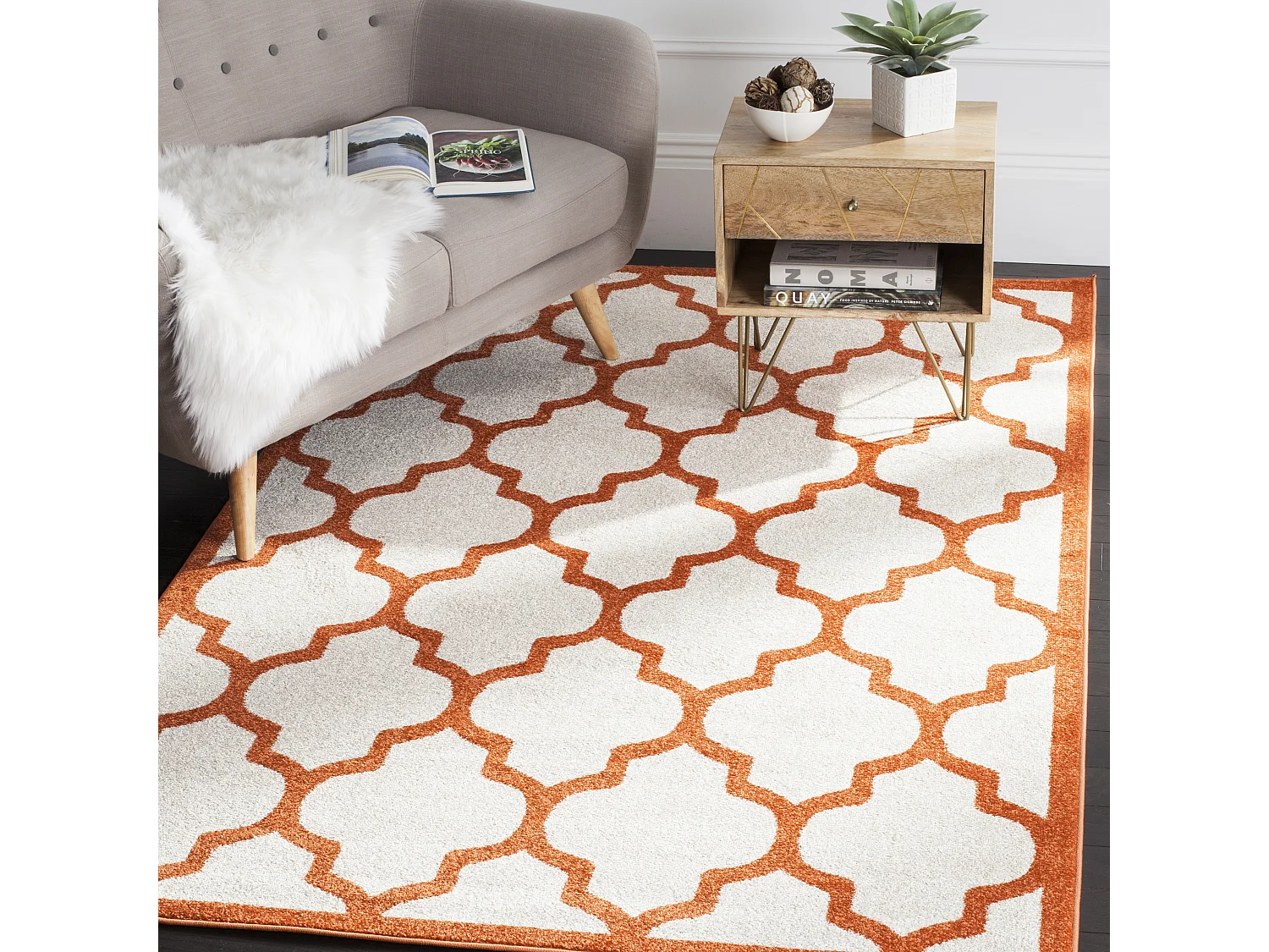 Tapis Neutre/Orange 122 X 183 cm - Derby