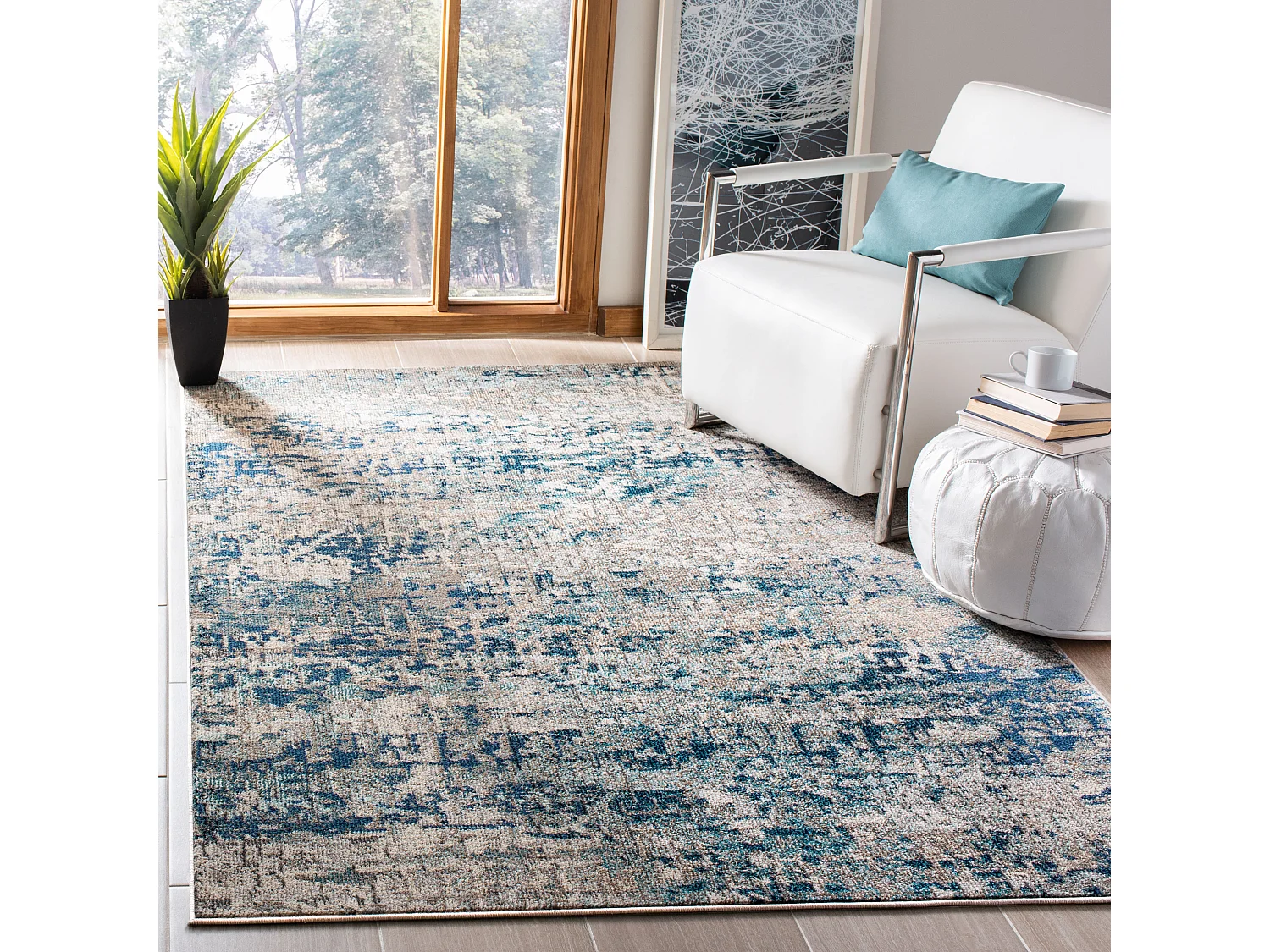 Tapis Gris/Bleu 122 X 183 cm - Manjor