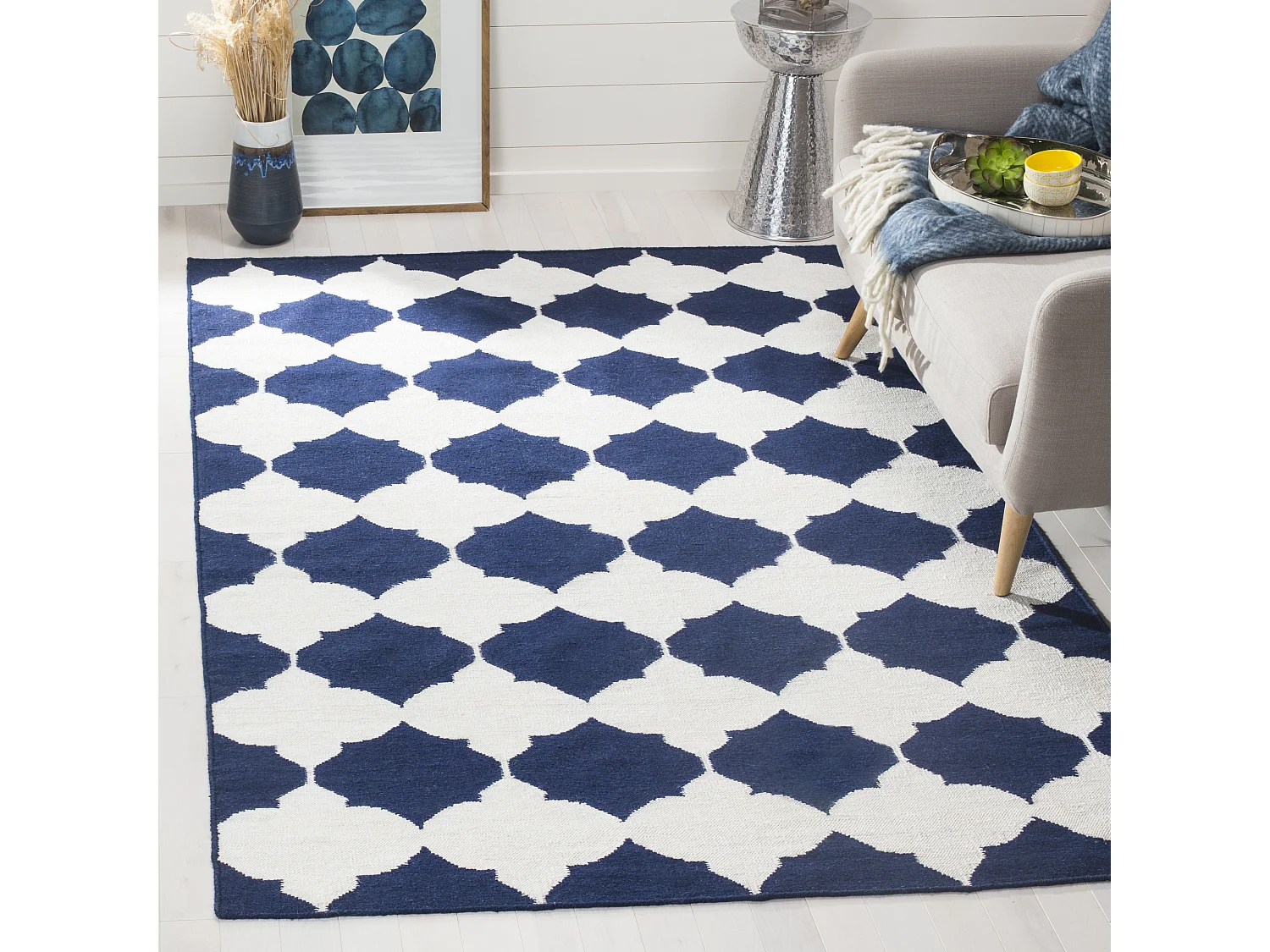 Tapis Bleu Marine/Neutre 122 X 183 cm - Tangier