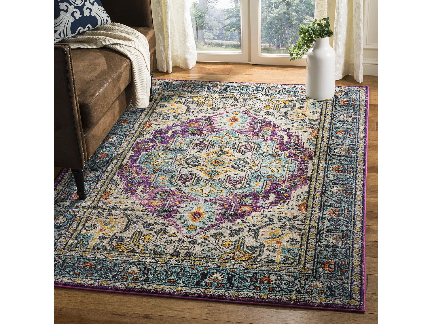 Tapis Violet/Bleu 122 X 170 cm - Arya Area