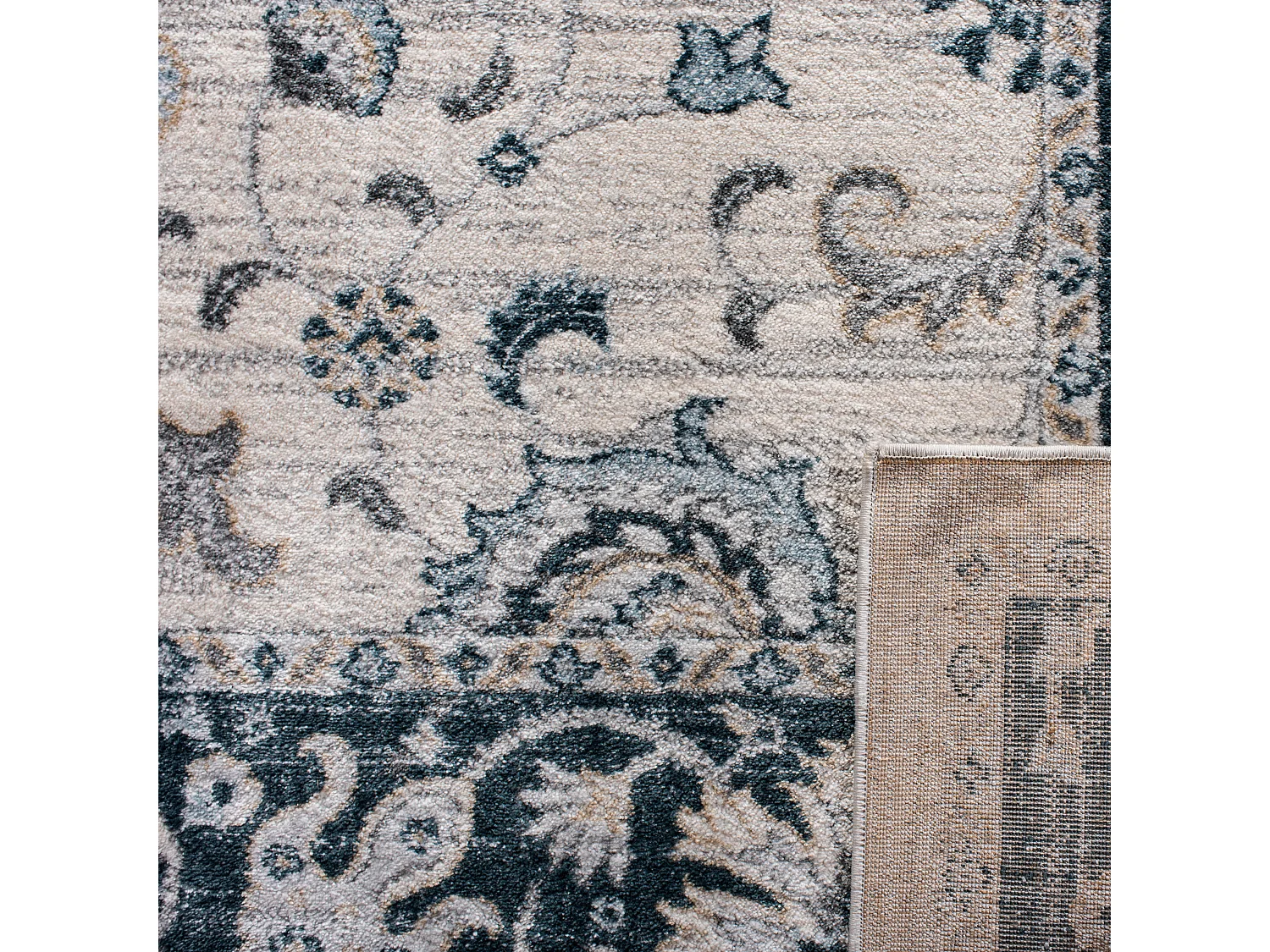 Tapis Neutre/Bleu Marine 91 X 152 cm - Alayna