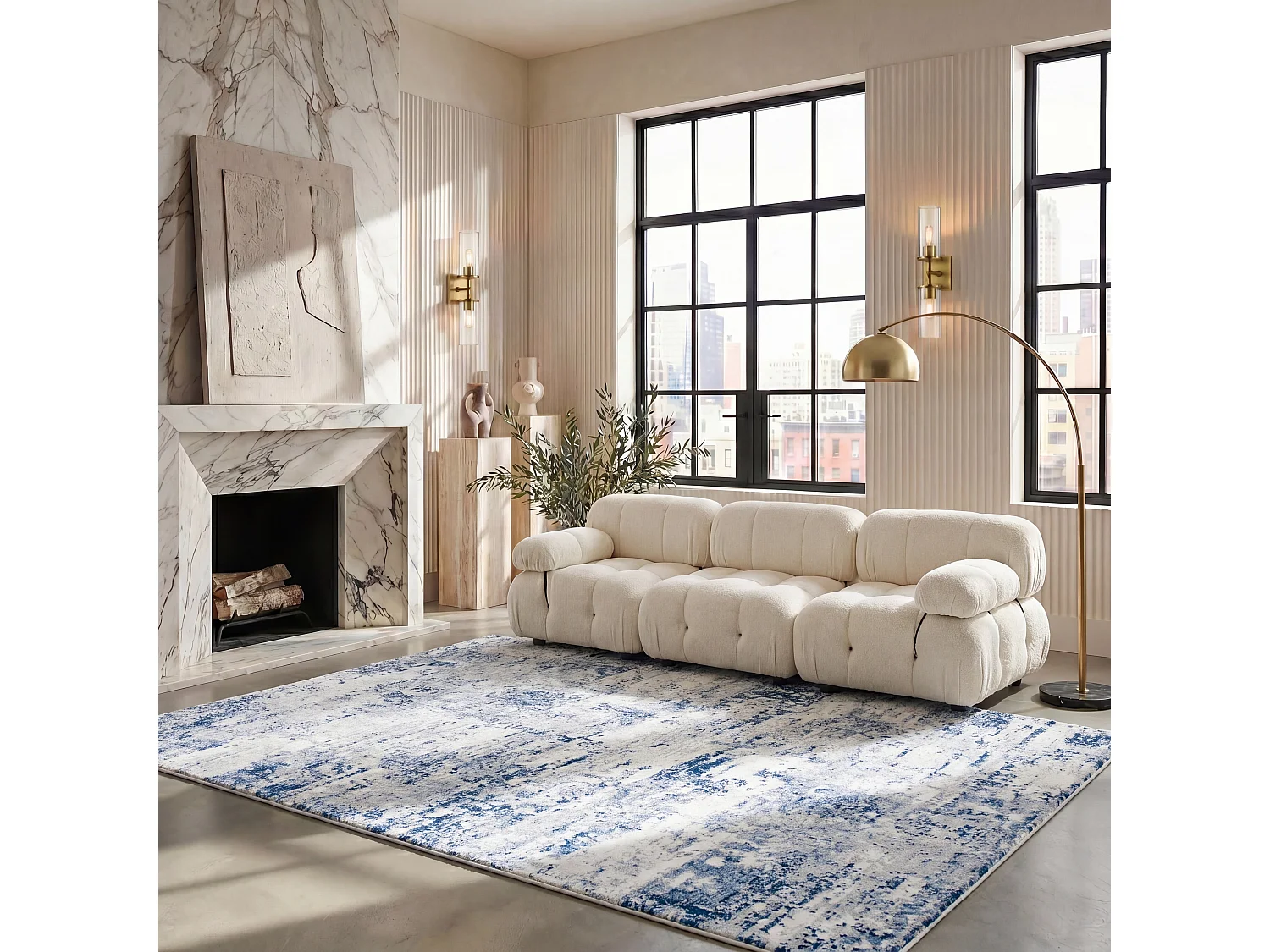 Tapis Ivoire/Marine 160 X 229 cm - Senata