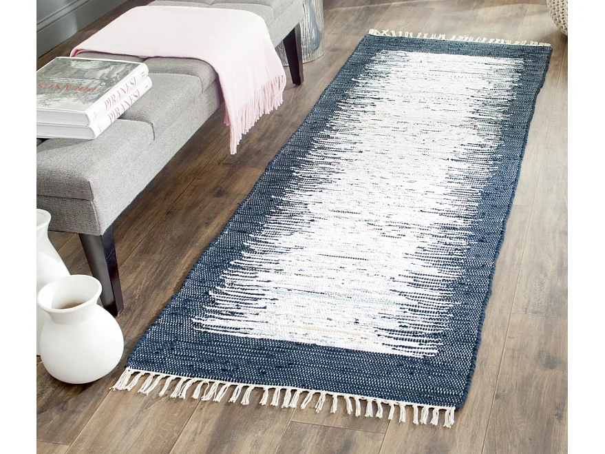 Tapis Neutre/Bleu Marine 76 X 122 cm - Saltillo