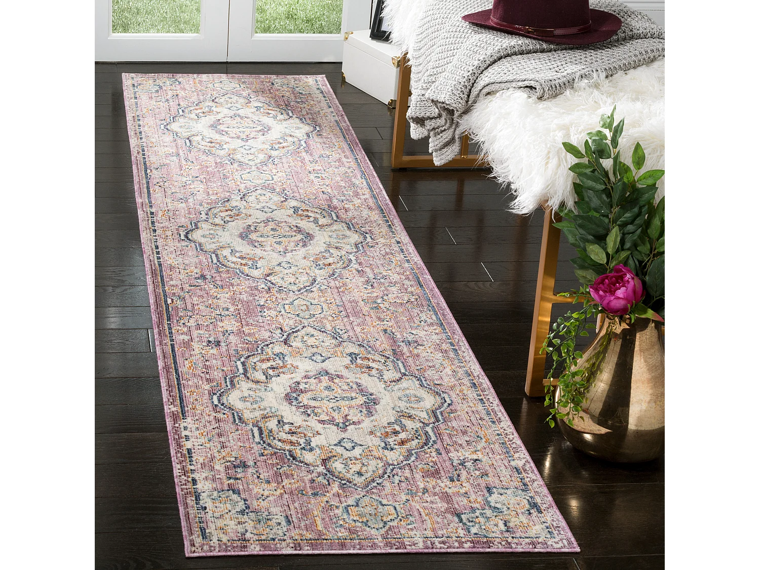 Tapis Neutre/Rose 69 X 244 cm - Headley