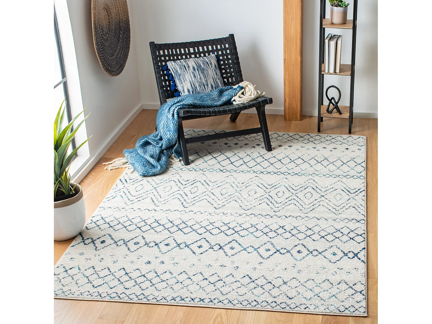 Tapis Neutre/Bleu Marine 122 X 183 cm - Skylar