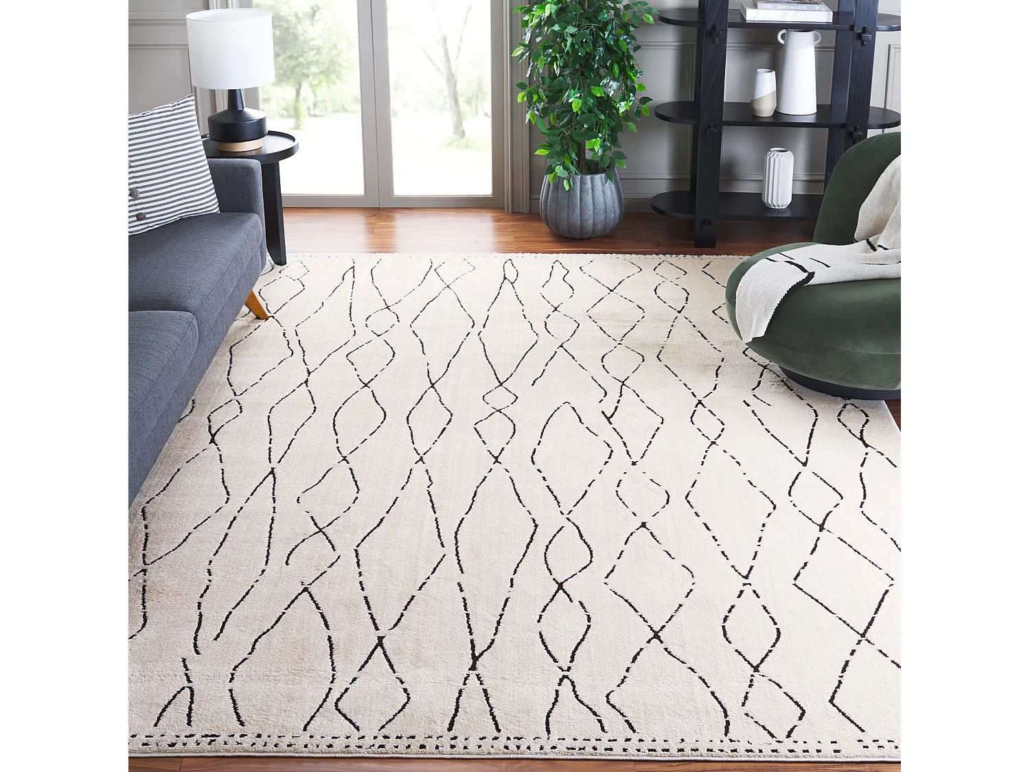 Tapis Ivoire/Noir 235 x 305 cm - Araminat