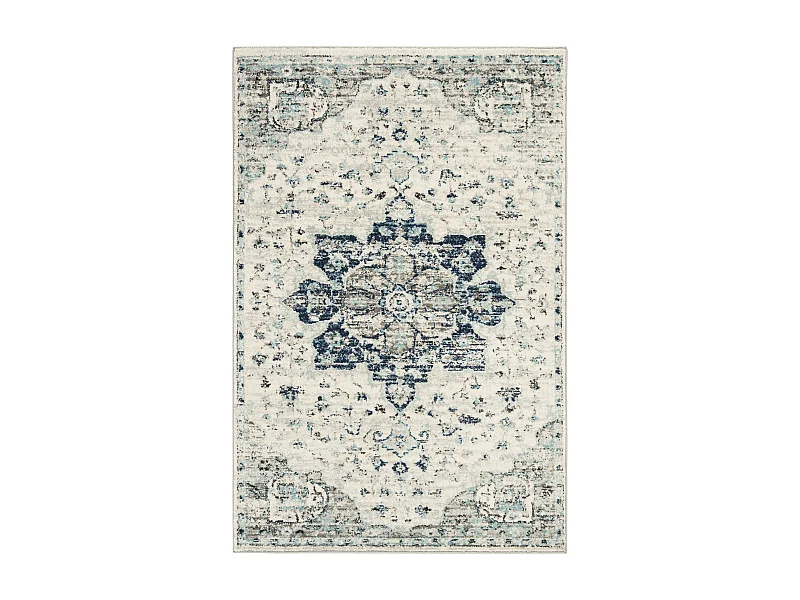 Tapis Neutre/Bleu Marine 91 X 152 cm - Lyanna