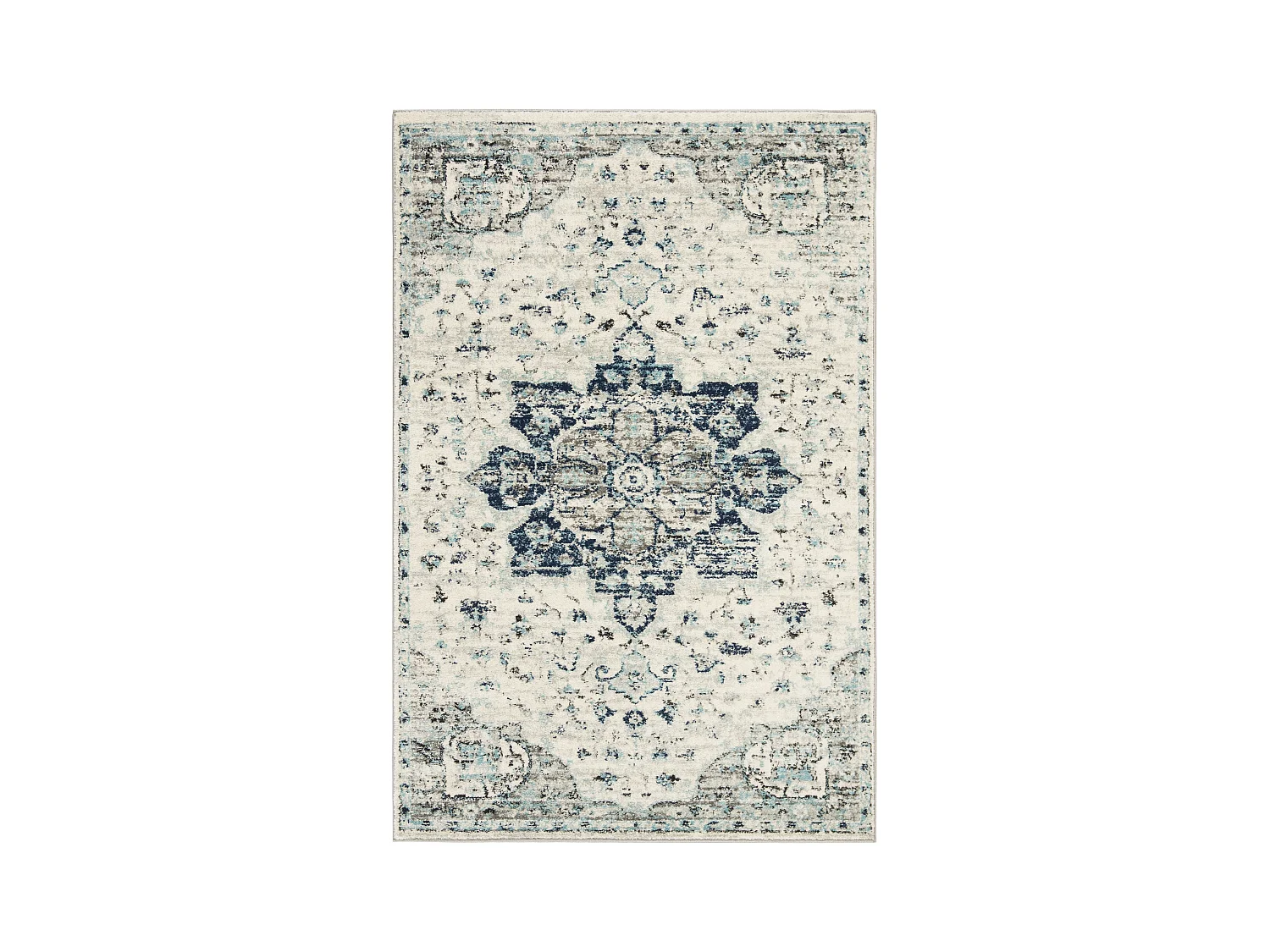 Tapis Neutre/Bleu Marine 91 X 152 cm - Lyanna