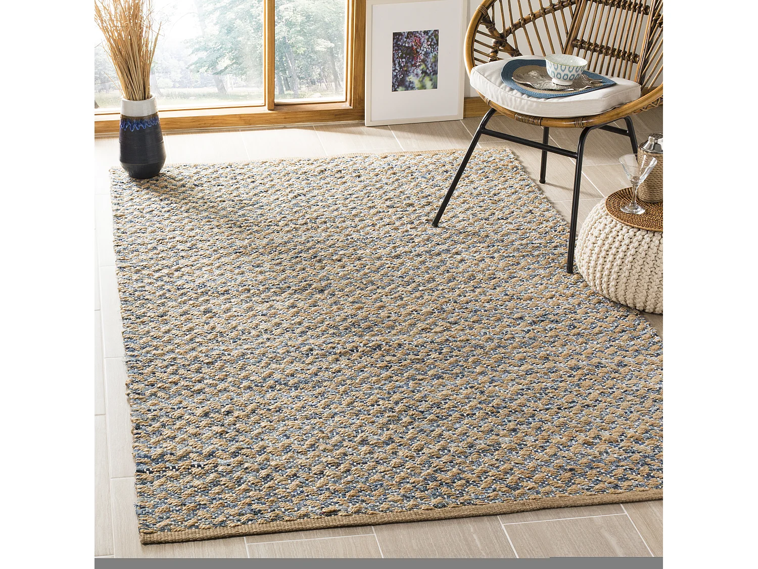 Tapis Bleu/Naturel 122 X 183 cm - Layana