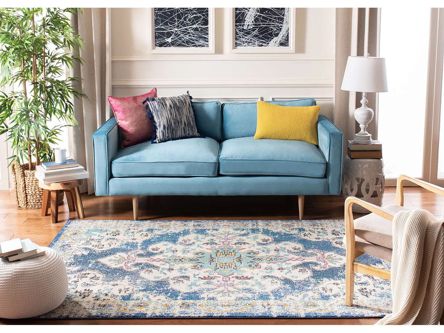 Tapis Bleu Marine/Gris 122 X 183 cm - Vespera