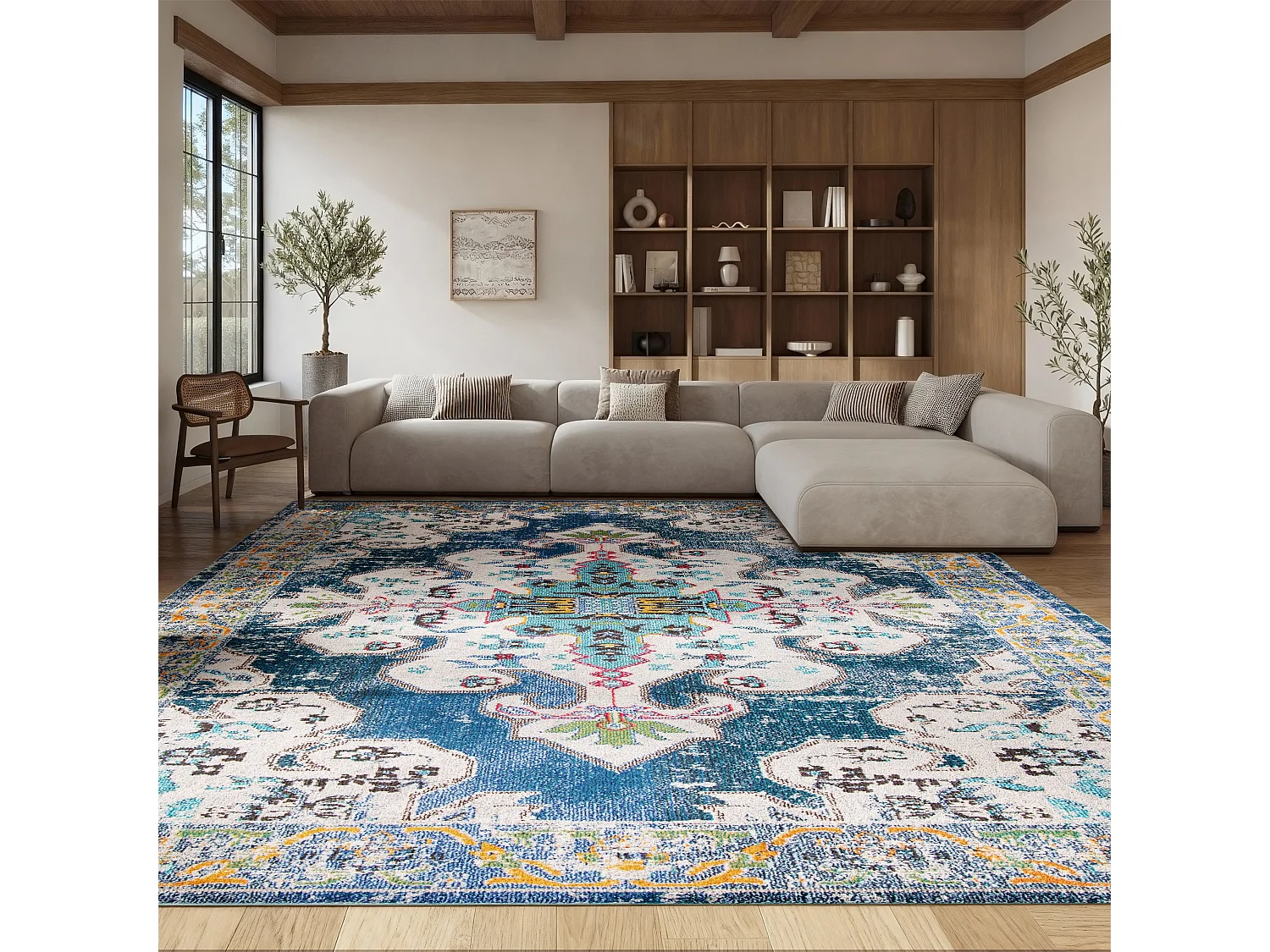 Tapis Bleu Marine/Gris 122 X 183 cm - Vespera