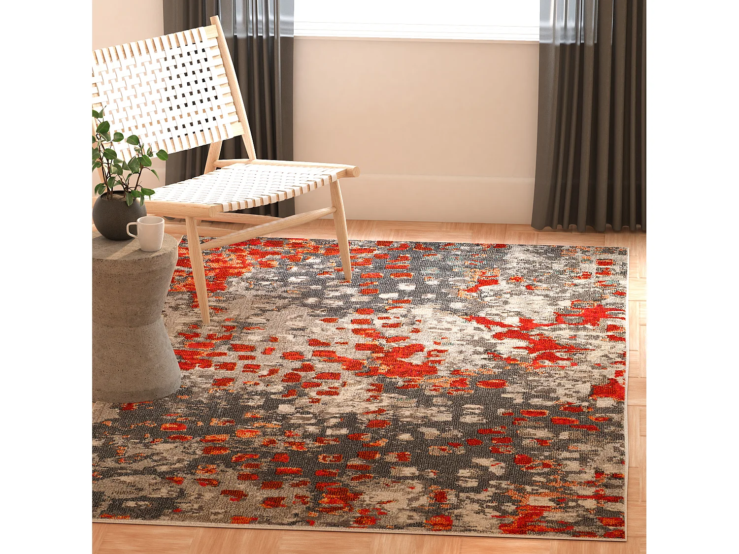 Tapis Gris/Orange 122 X 170 cm - Alec