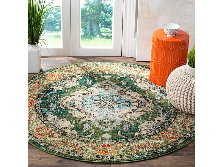 Tapis Vert forêt/Bleu clair 122 X 122 cm - Milà