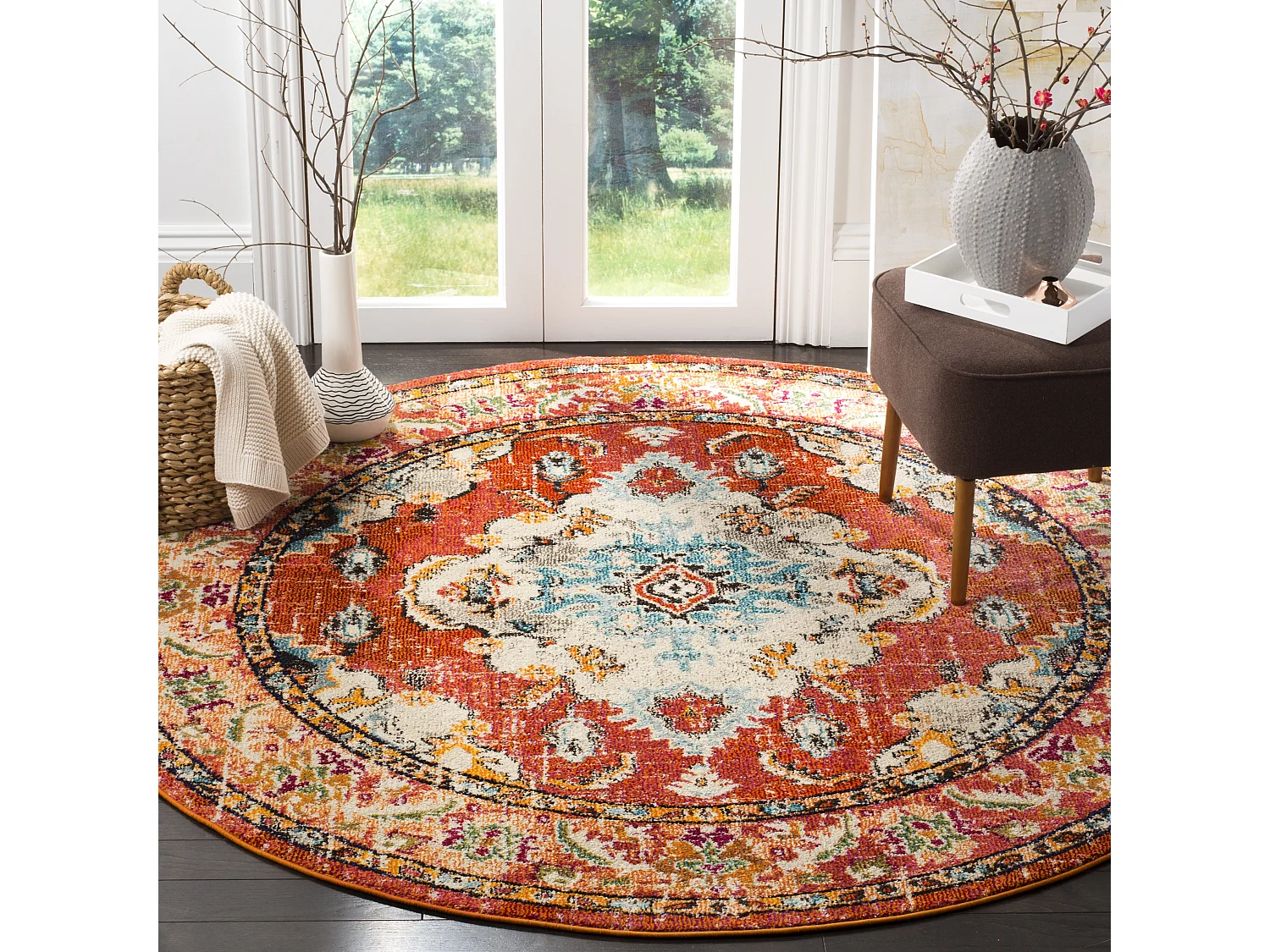 Tapis Orange/Bleu clair 122 X 122 cm - Milà