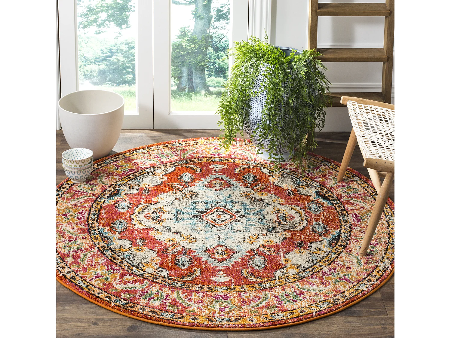 Tapis Orange/Bleu clair 122 X 122 cm - Milà