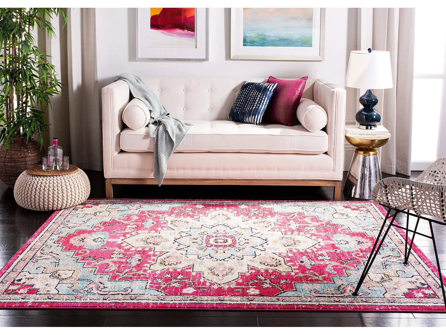 Tapis Fuchsia/Bleu 61 X 91 cm - Malaya