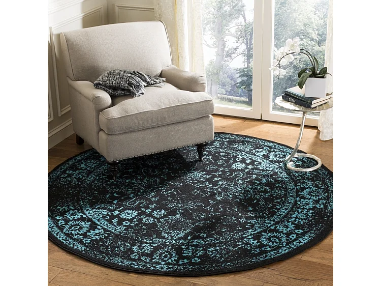 Tapis Noir/Sarcelle 122 X 122 cm - Lucinda