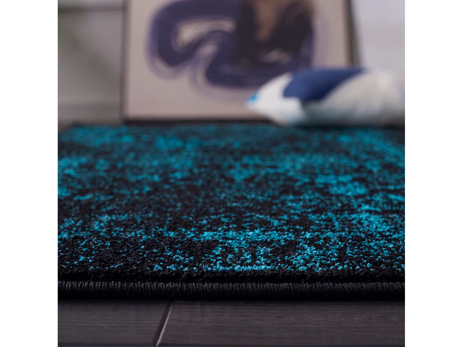 Tapis Noir/Sarcelle 122 X 122 cm - Lucinda
