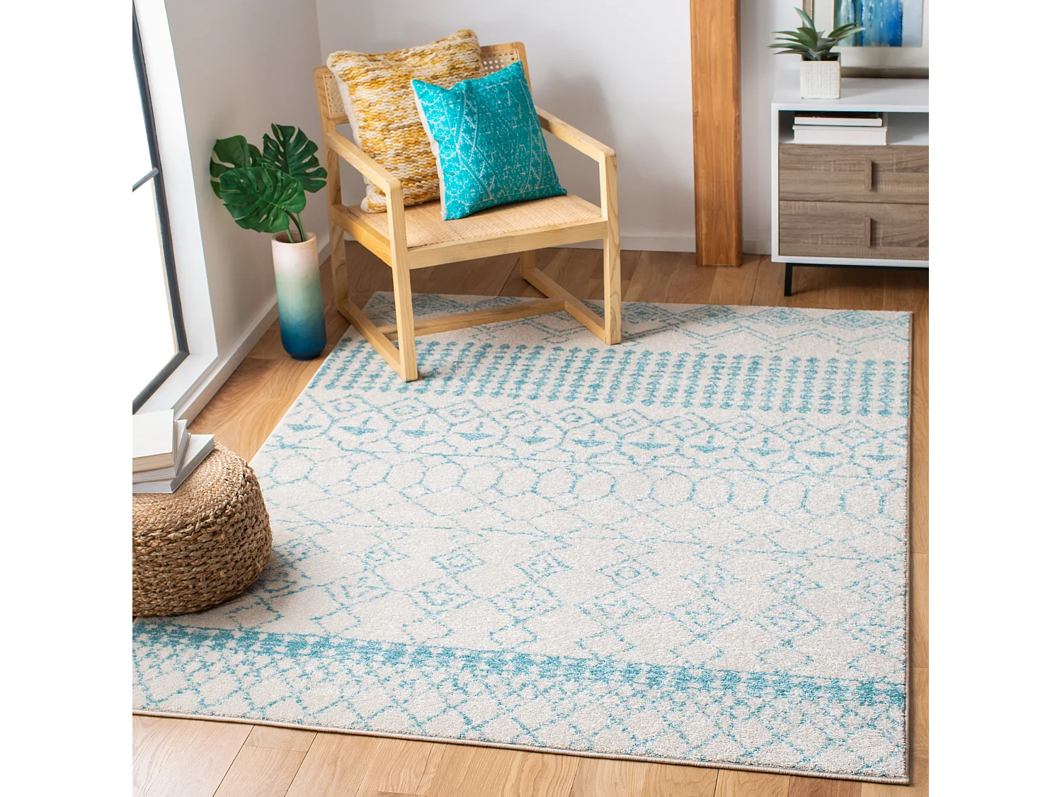 Tapis Neutre/Bleu 122 X 183 cm - Harmony