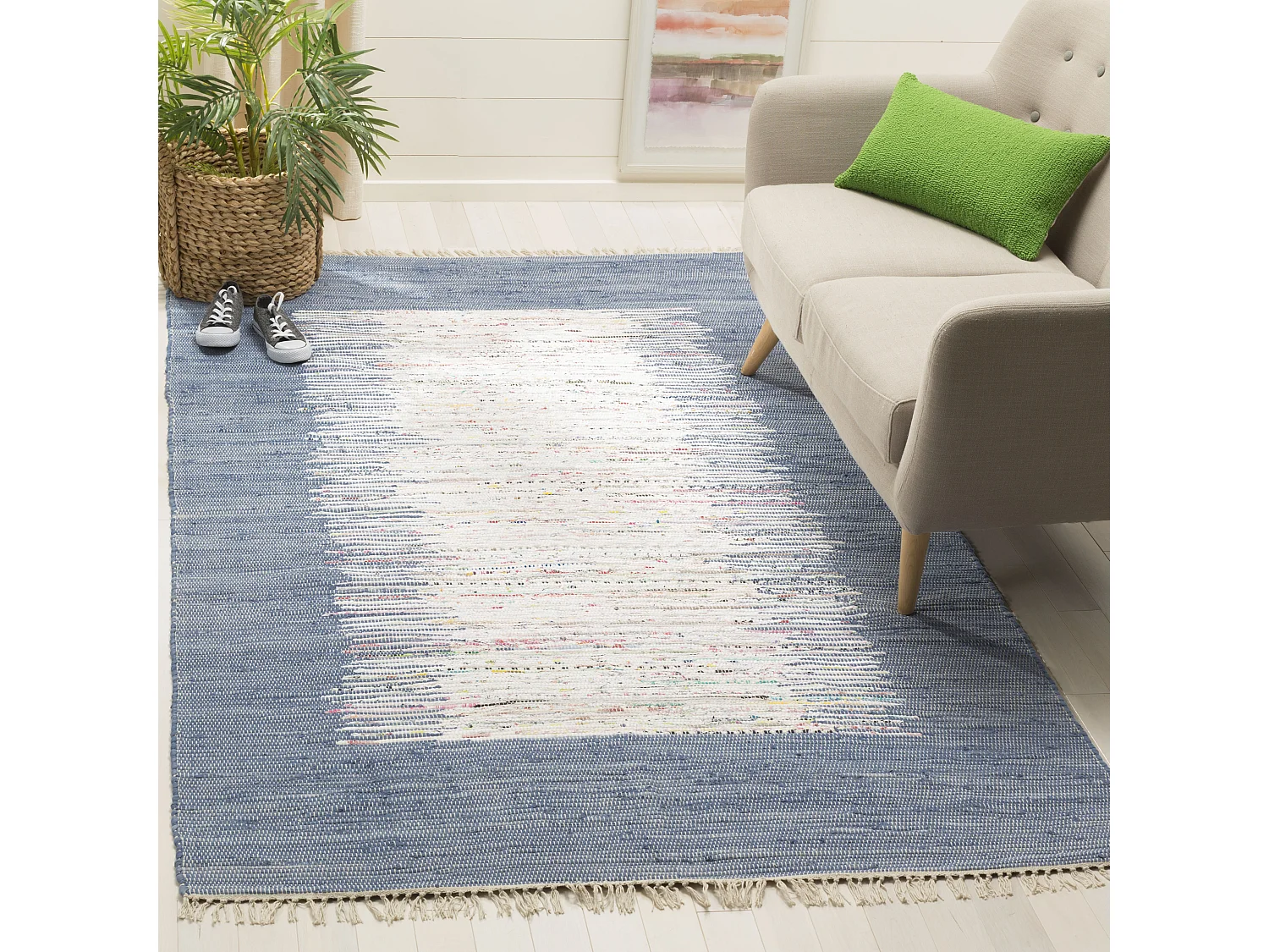 Tapis Neutre/Bleu Marine 183 X 274 cm - Saltillo