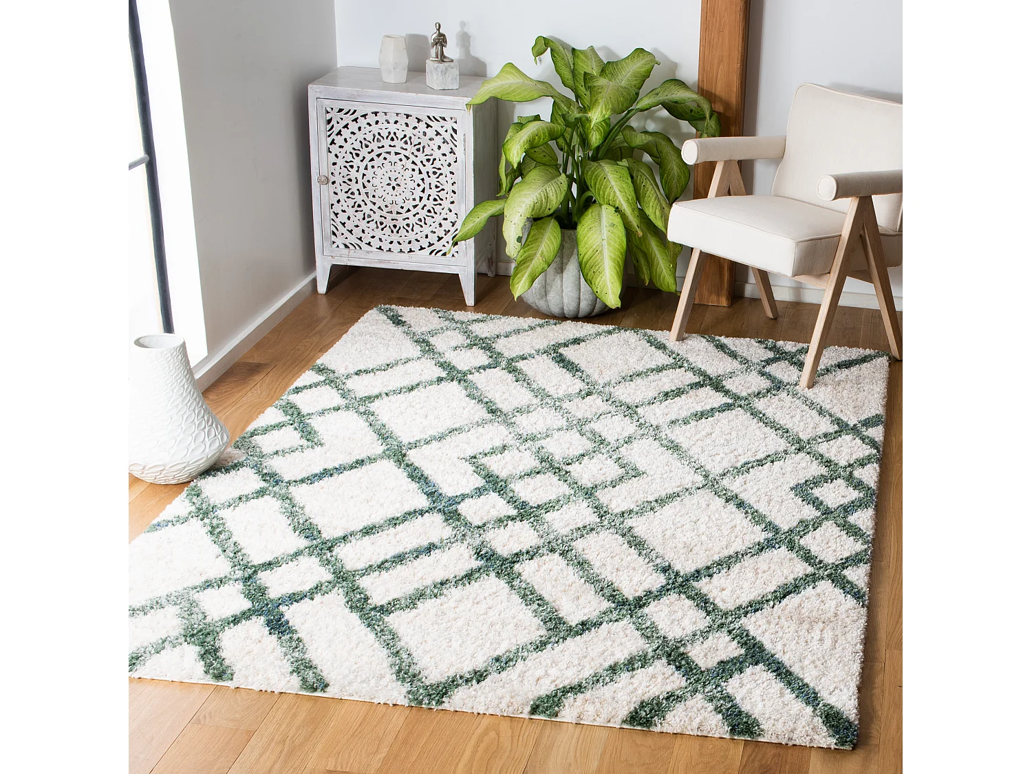 Tapis Ivoire/Vert 122 X 183 cm - Myra