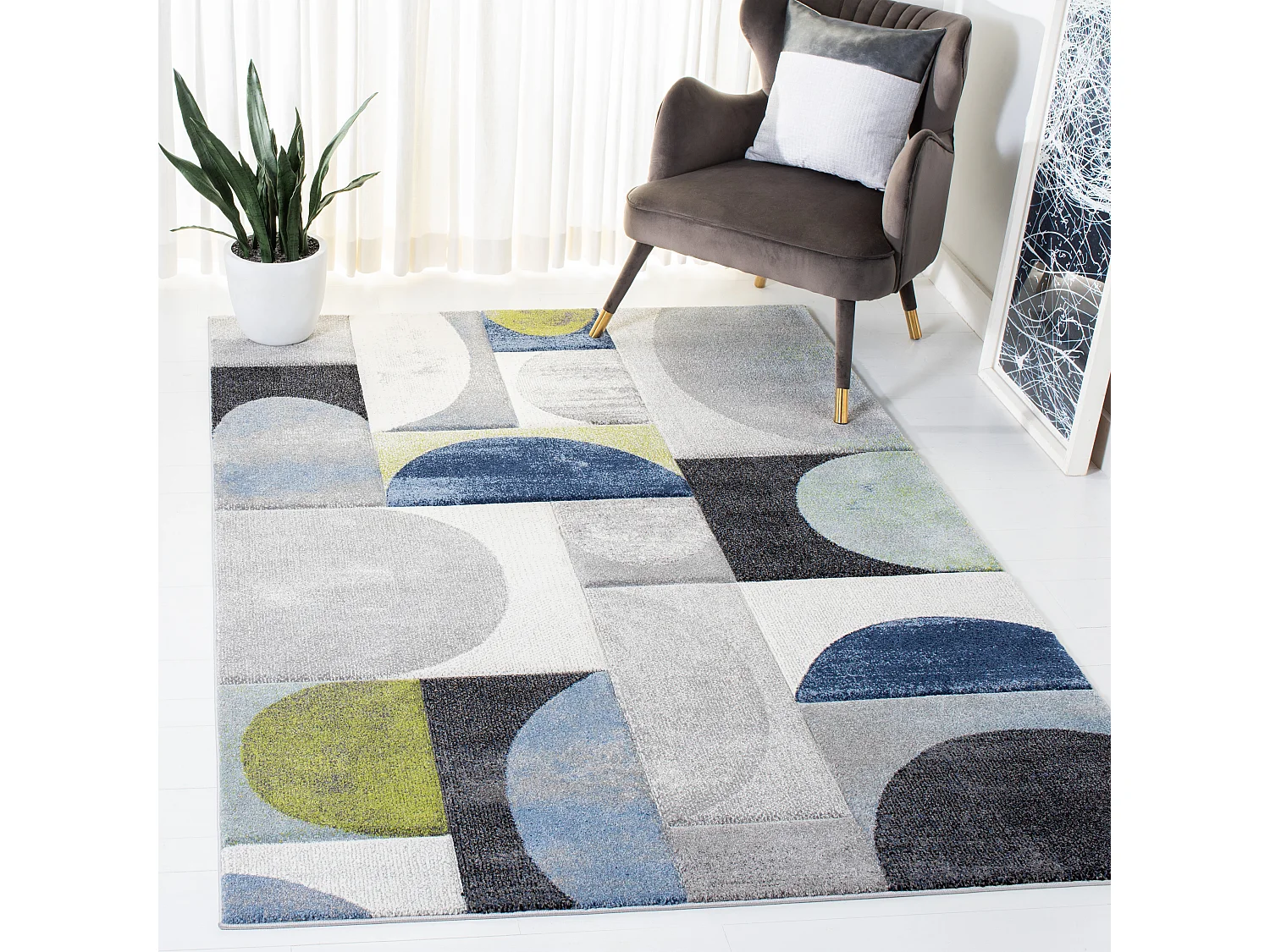 Tapis Gris/Bleu 122 X 183 cm - Paige
