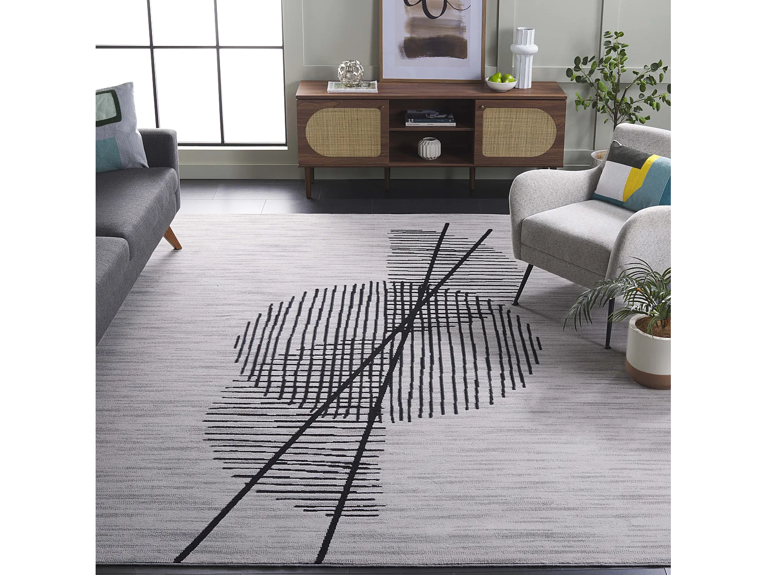 Tapis Gris/Noir 240 x 305 cm - Axton