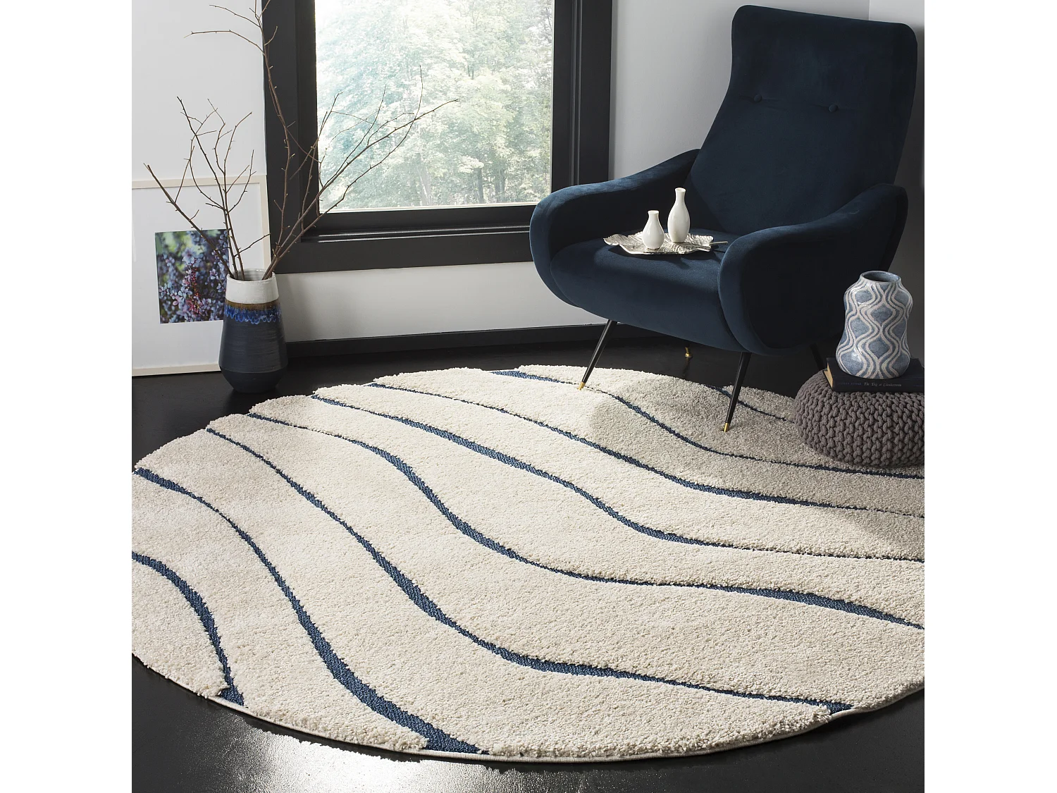 Tapis Crème/Bleu 122 X 122 cm - Raton