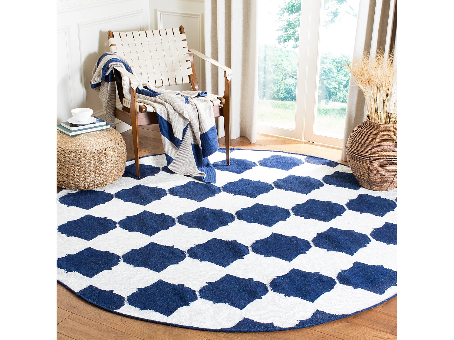 Tapis Bleu Marine/Neutre 213 X 213 cm - Tangier