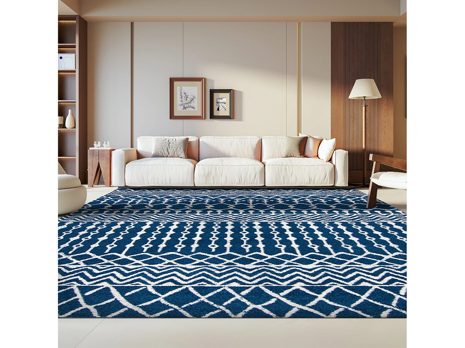 Tapis Bleu Marine/Neutre 160 X 229 cm - Cecilia