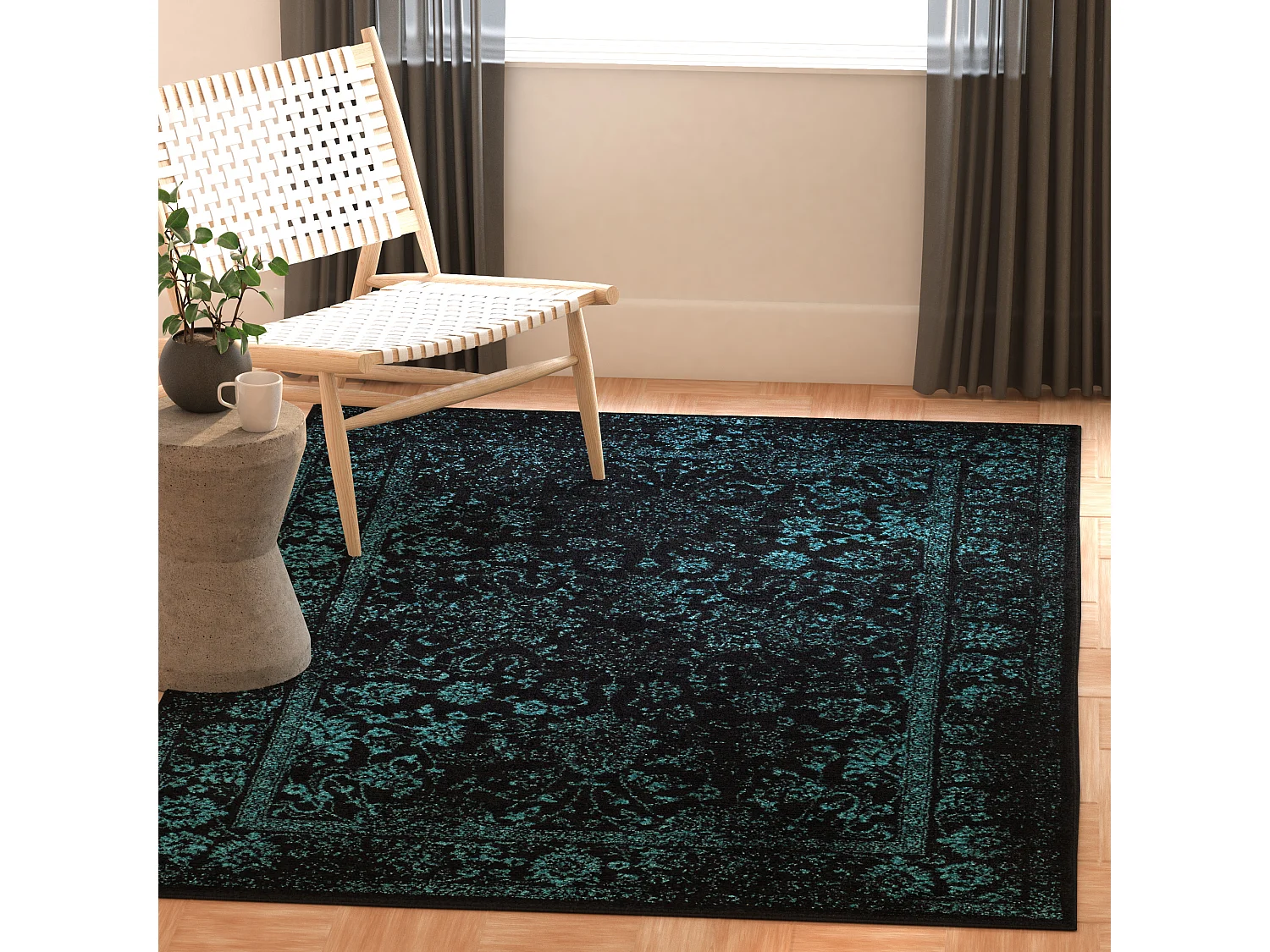Tapis Noir/Bleu 91 X 152 cm - Lucinda
