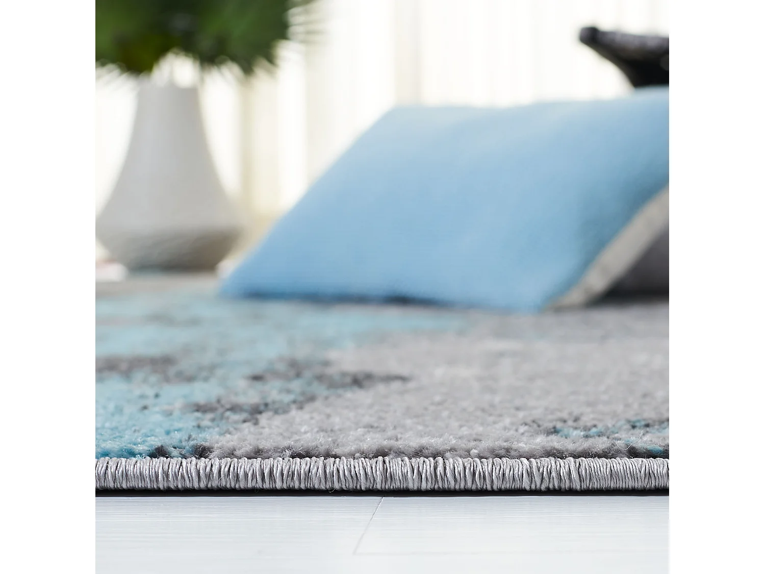 Tapis Turquoise/Gris 76 X 183 cm - Evelyn