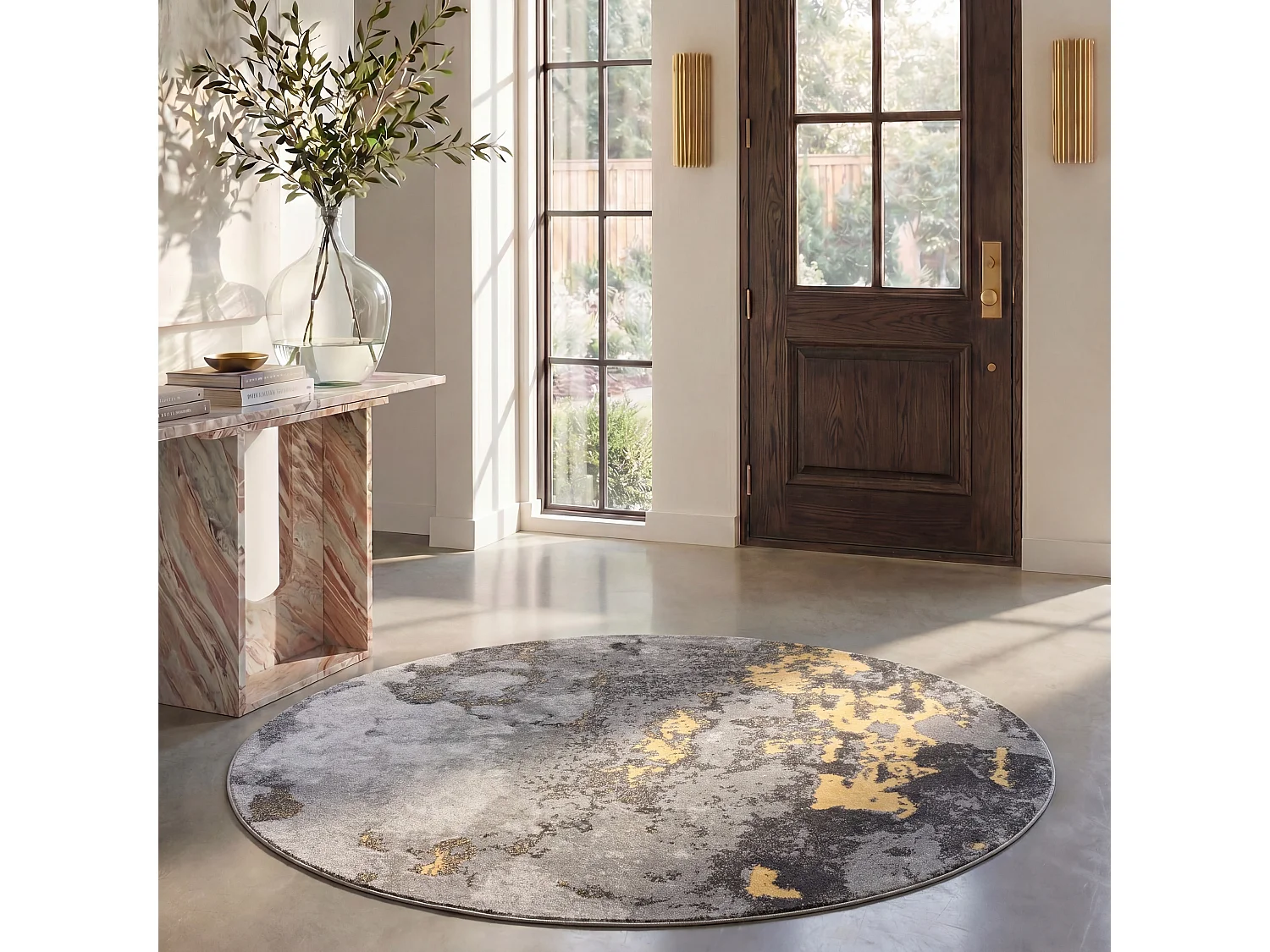 Tapis Gris/Jaune 201 X 201 cm - Evelyn