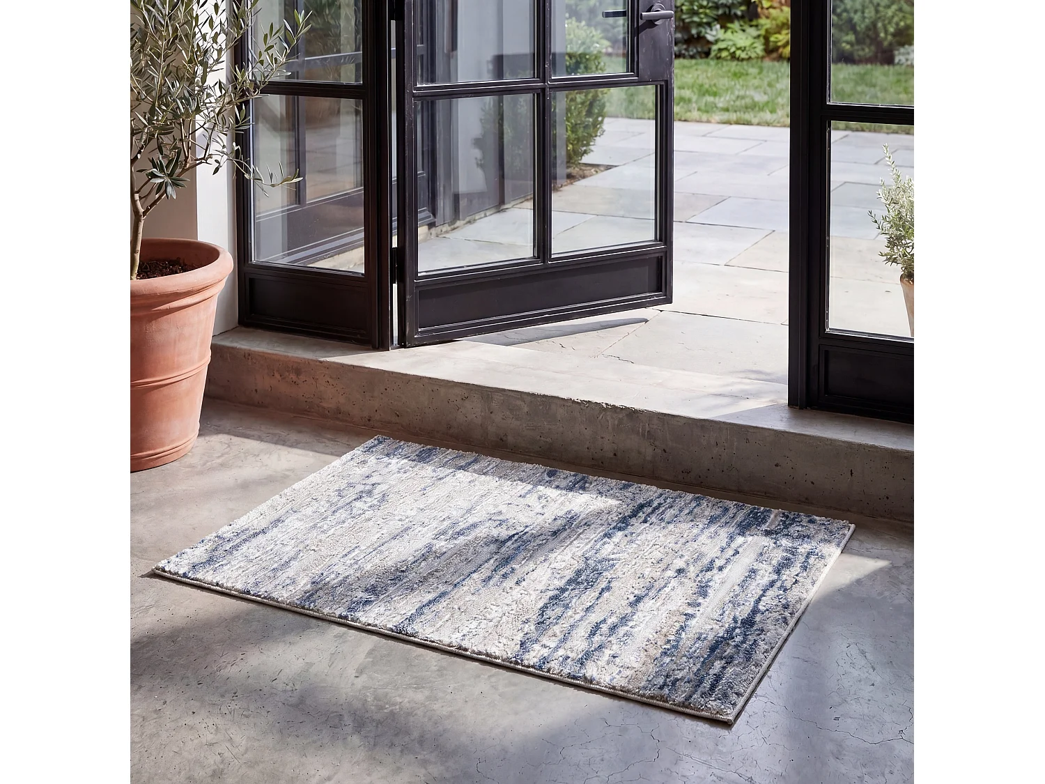 Tapis Ivoire/Bleu 66 X 122 cm - Gabriel