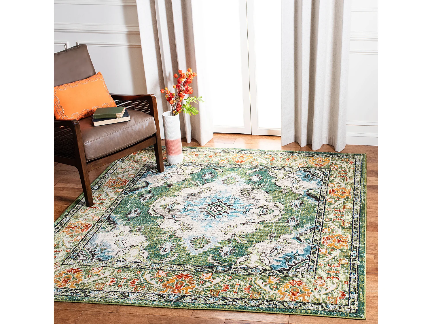Tapis Vert forêt/Bleu clair 201 X 201 cm - Milà