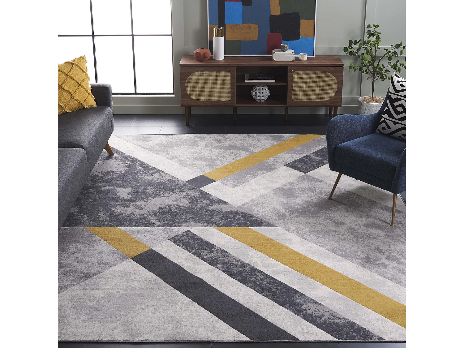 Tapis Gris/Or Noir 240 x 305 cm - Larkin