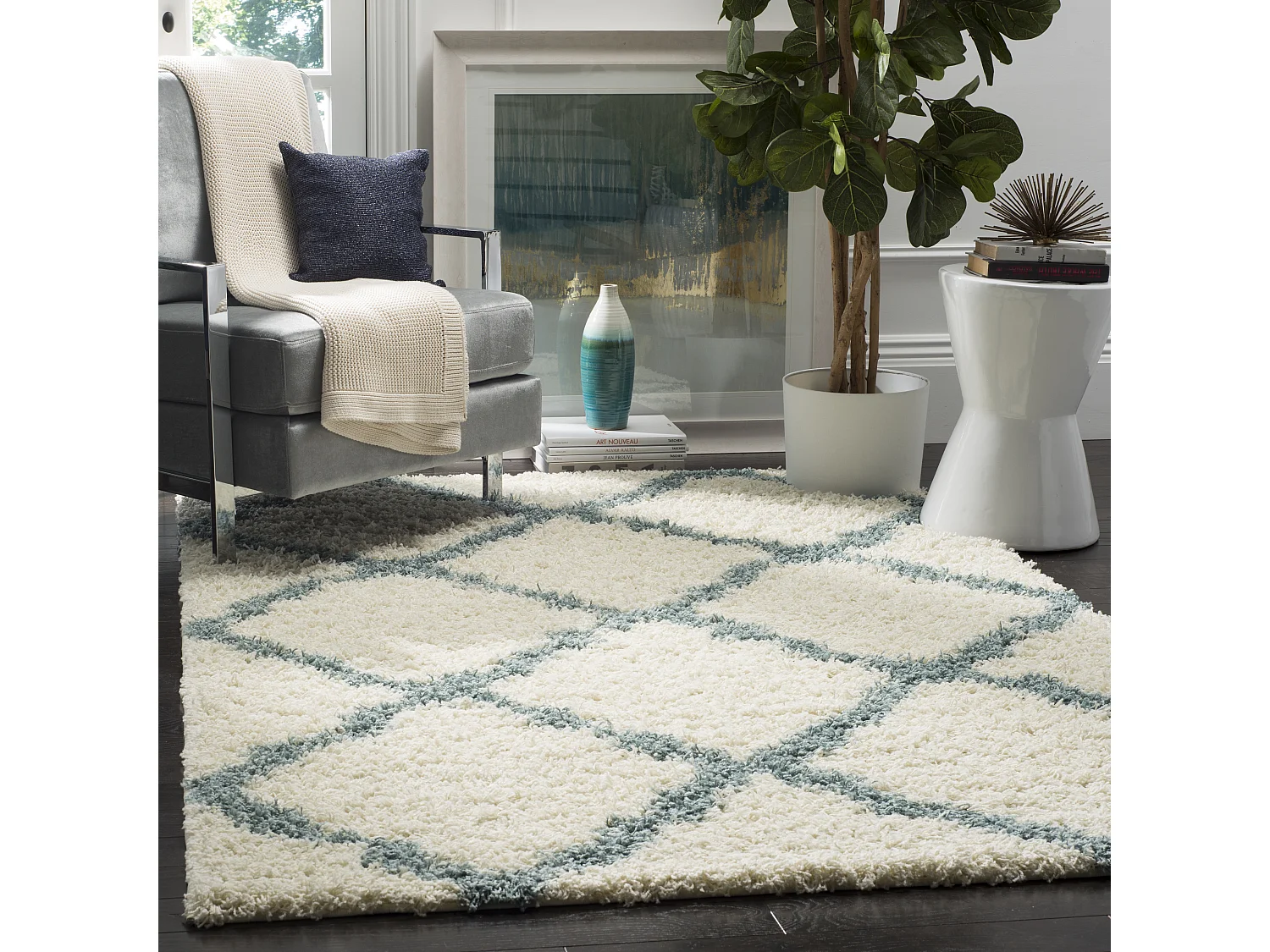 Tapis Neutre/Bleu 122 X 183 cm - Aldo