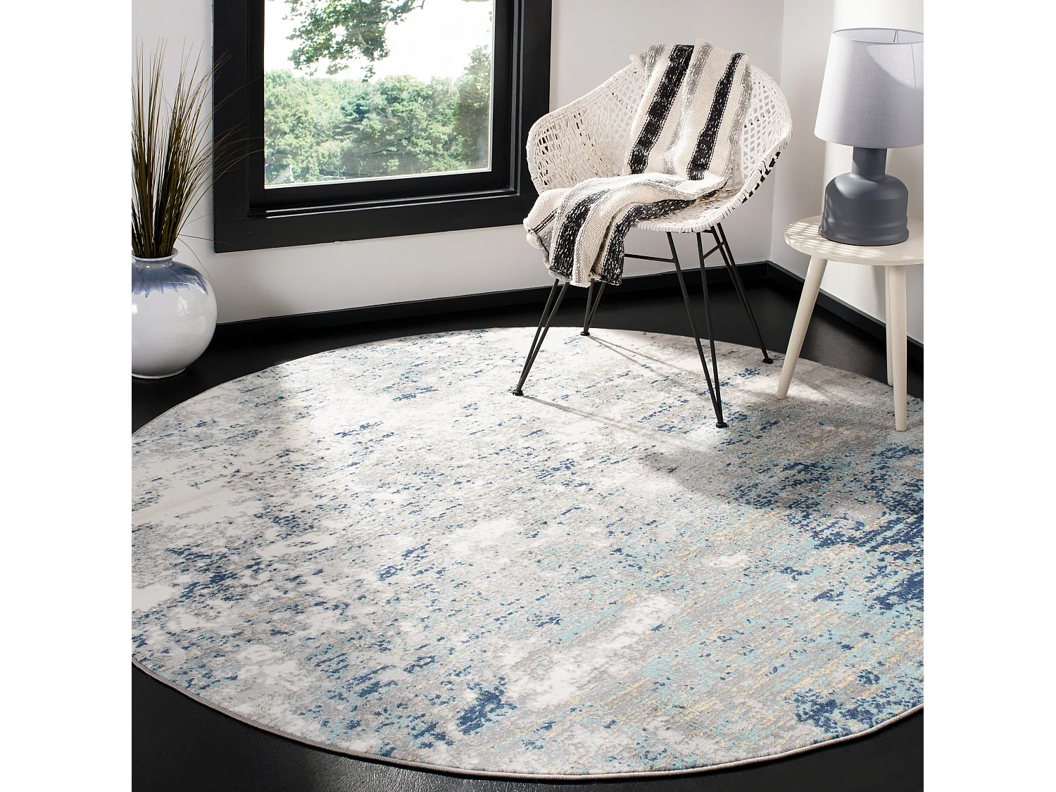 Tapis Gris/Bleu 201 X 201 cm - Jassi