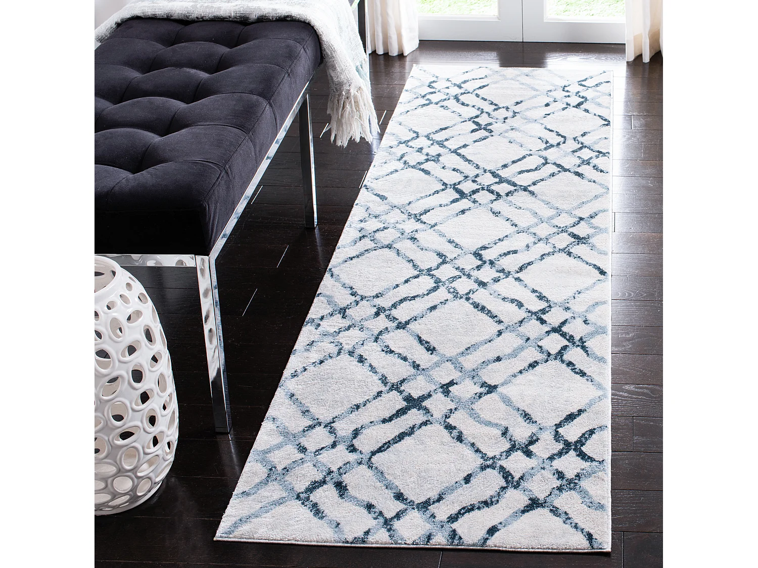 Tapis Neutre/Bleu 66 X 213 cm - Sylvia