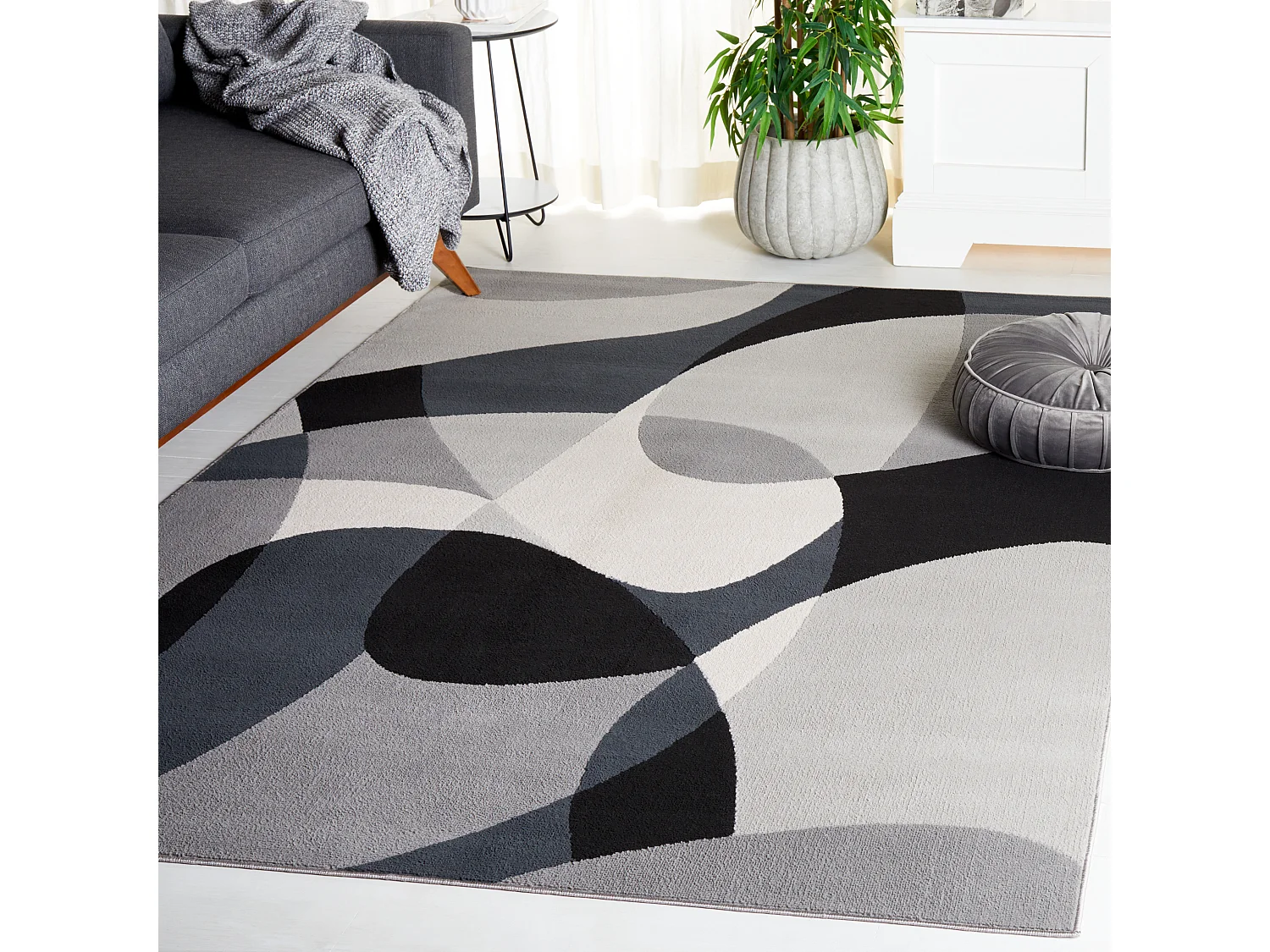 Tapis Gris/Noir Ivoire 183 X 274 cm - Yael