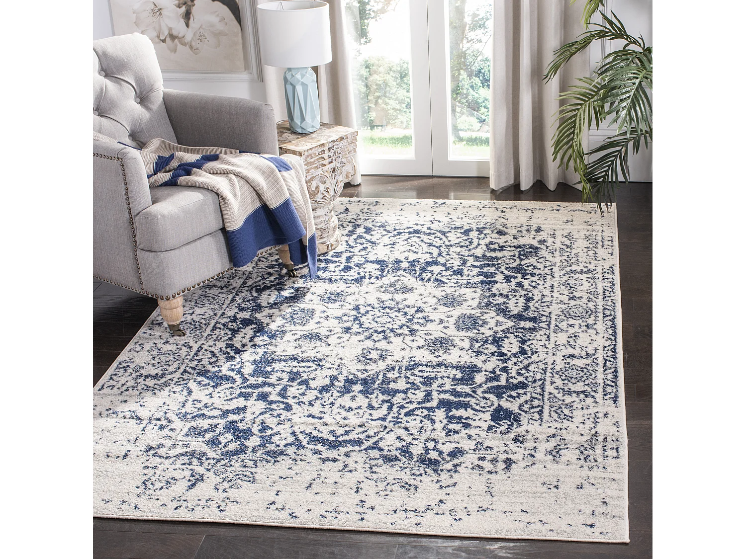 Tapis Neutre/Bleu Marine 160 X 229 cm - Merryl
