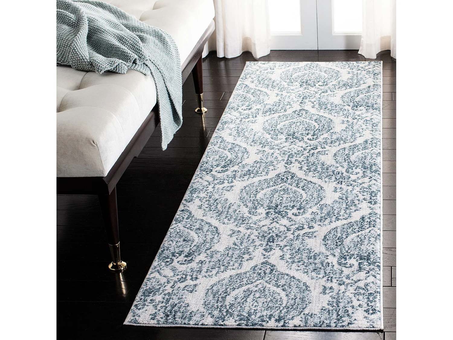 Tapis Bleu Marine/Neutre 66 X 213 cm - Lorelei