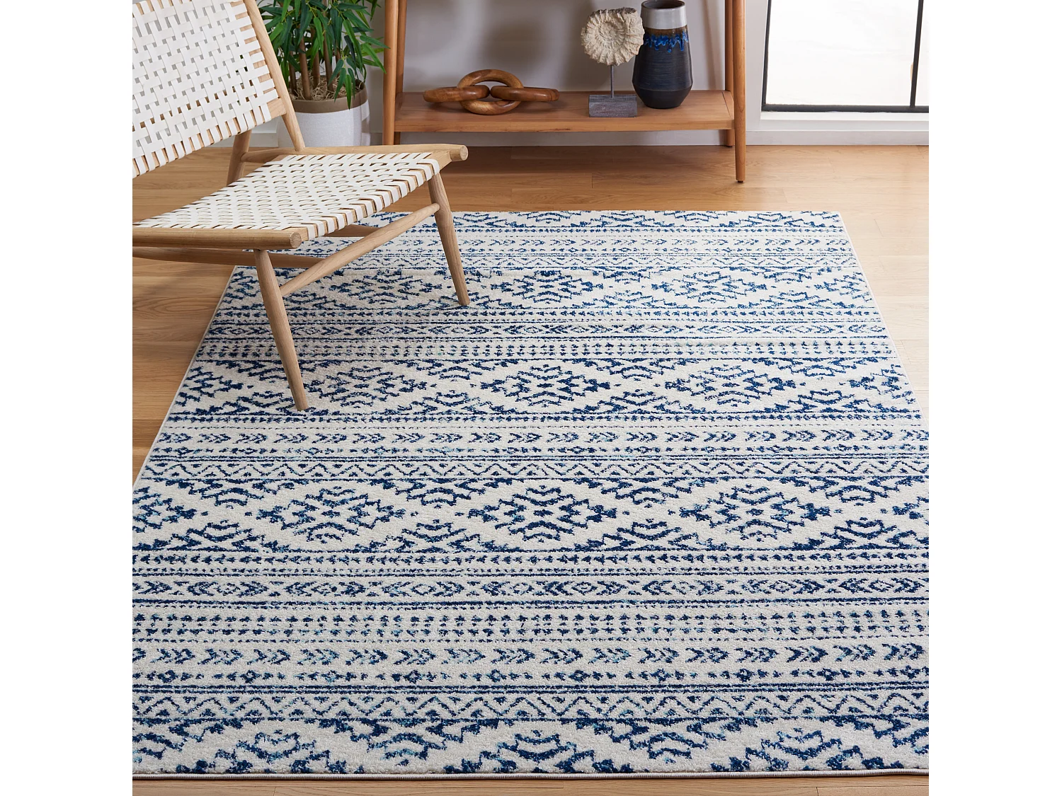 Tapis Neutre/Bleu Marine 122 X 183 cm - Hope