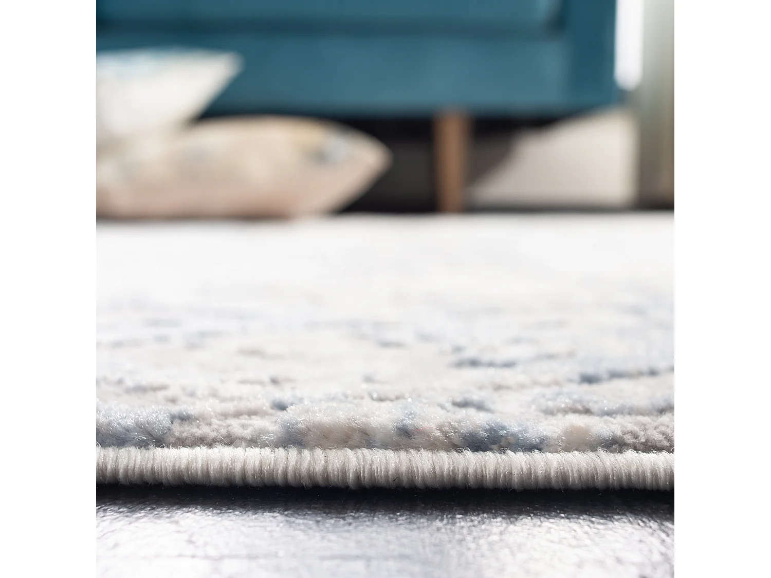 Tapis Gris clair/Bleu 91 X 91 cm - Léa